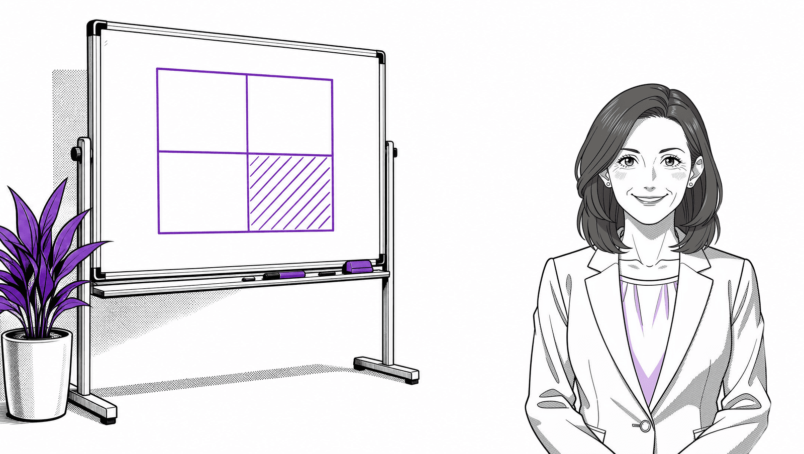 Elena from the Sageo team beside a decision matrix