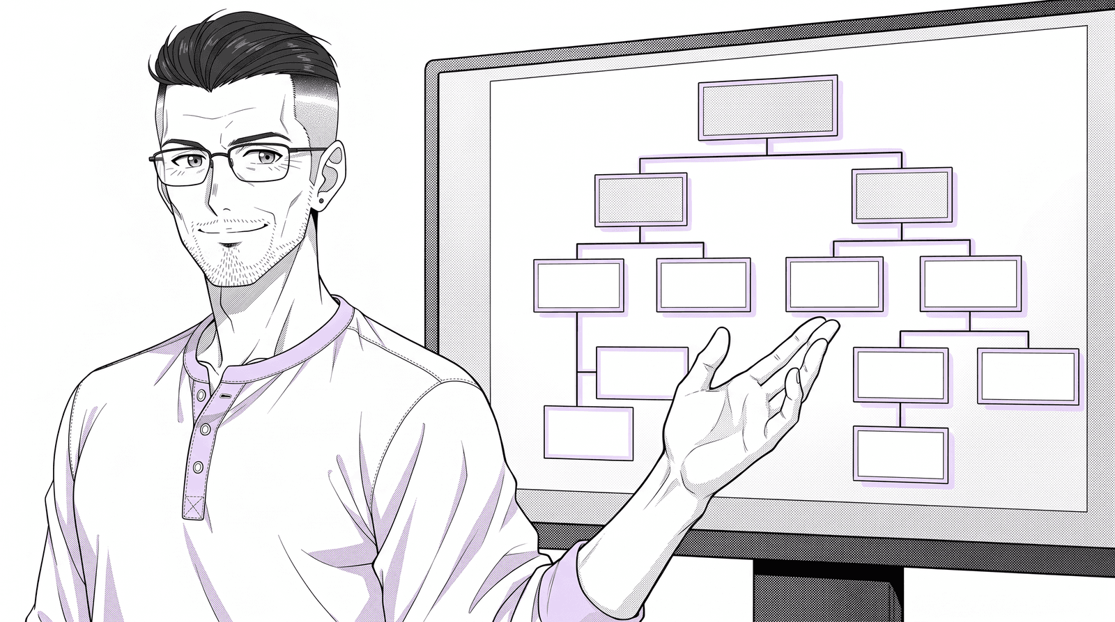 A Sageo team member exploring the live org chart