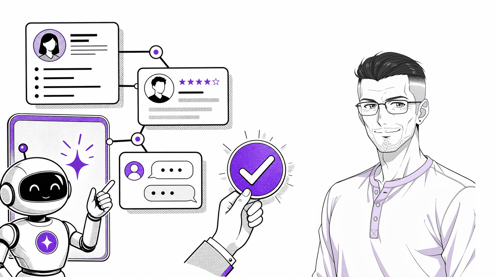 A people leader reviewing AI-assisted HR tools with a human in the loop