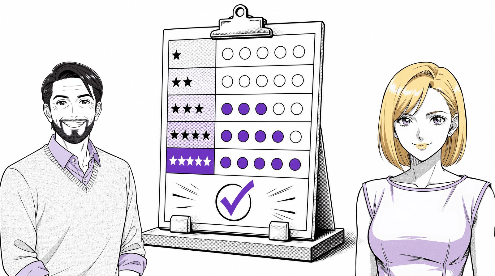 A manager and report reviewing a fair, calibrated performance scorecard