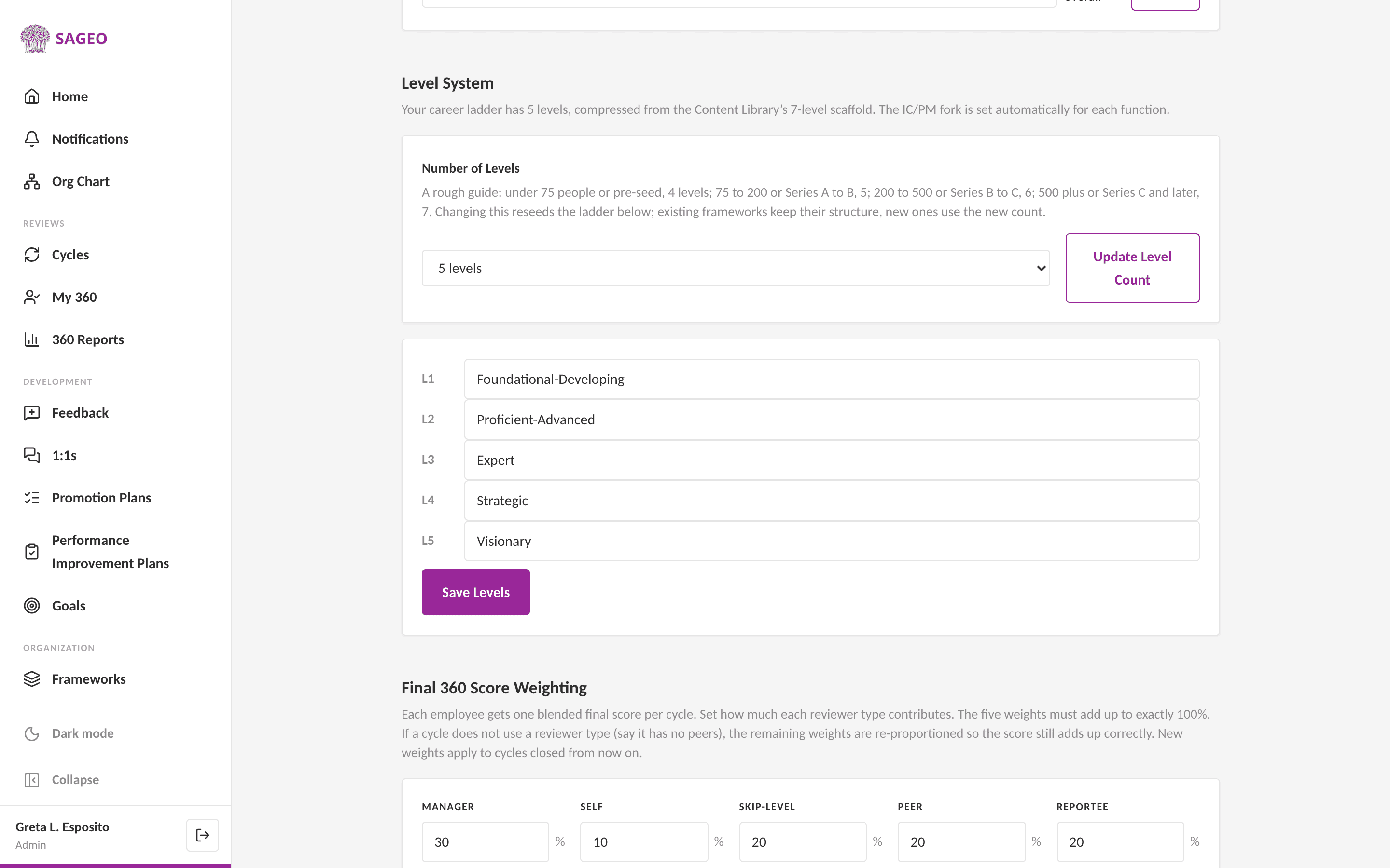 Configure your levels, step 1