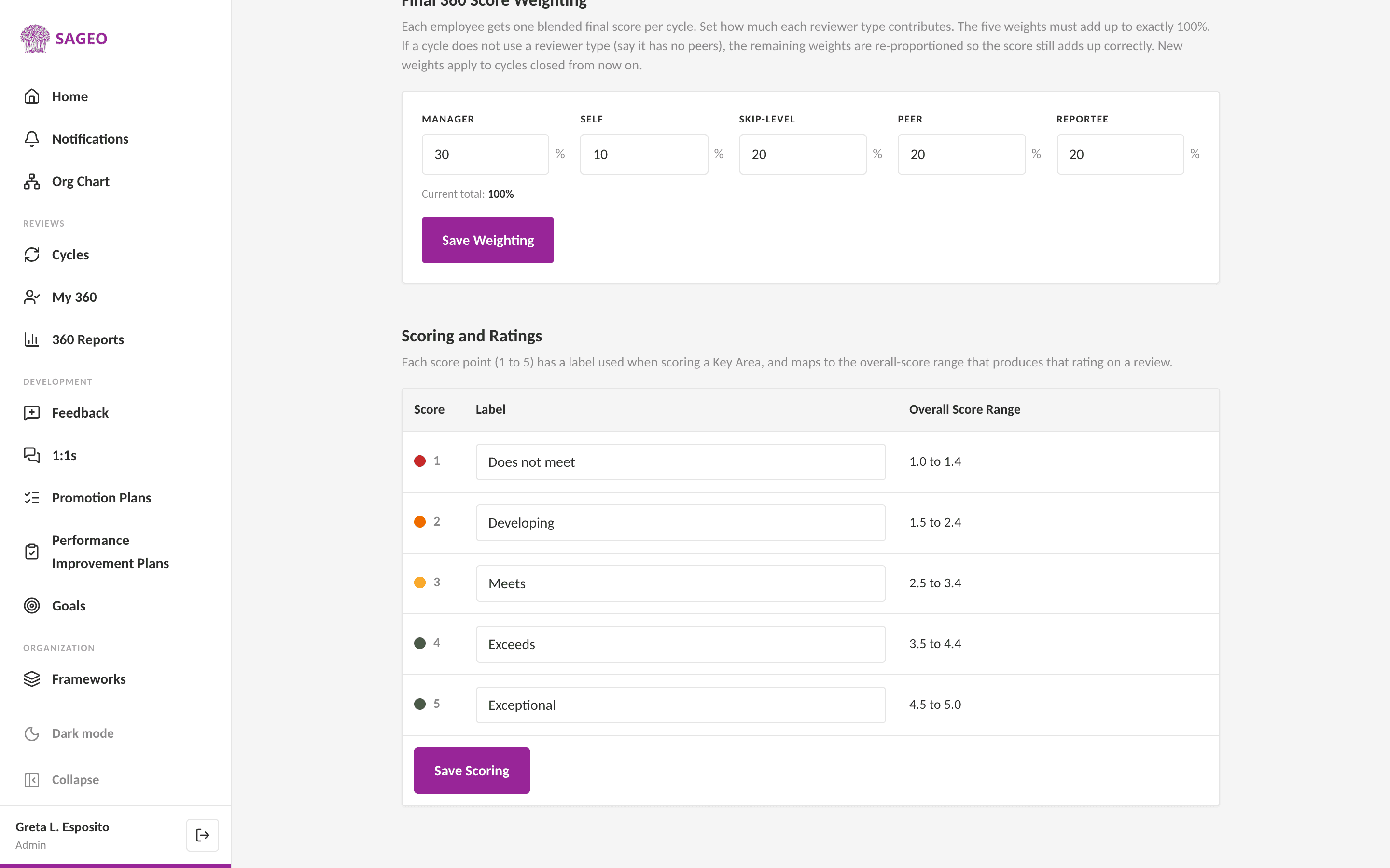 Set rating labels and score bands, step 1