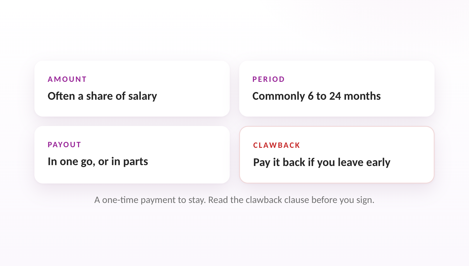 A one-time payment to stay. Read the clawback clause before you sign.